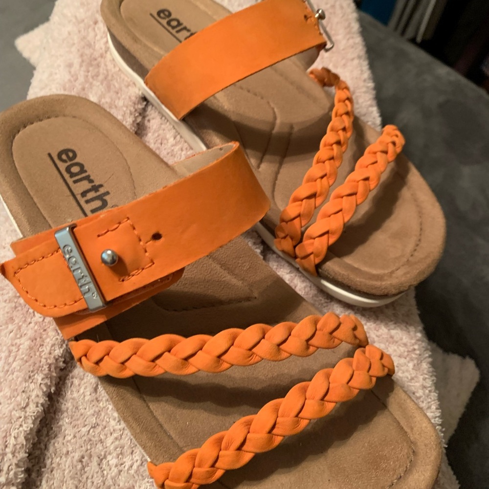 Earth Origins Orange Braided Slide Sandals